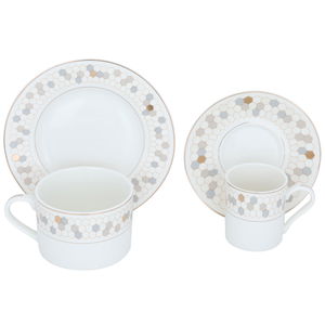 طقم سفرة بورسلان السيف غاليري، 86 قطعة، شكل سداسي - أبيض product image 5
