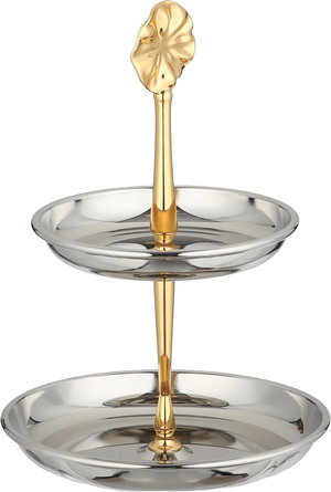 شيالة تقديم ستانلس استيل السيف غاليري، 14.4 / 11.5 سم، دائري، 2 دور، مسكة يد - فضي ذهبي product image 2