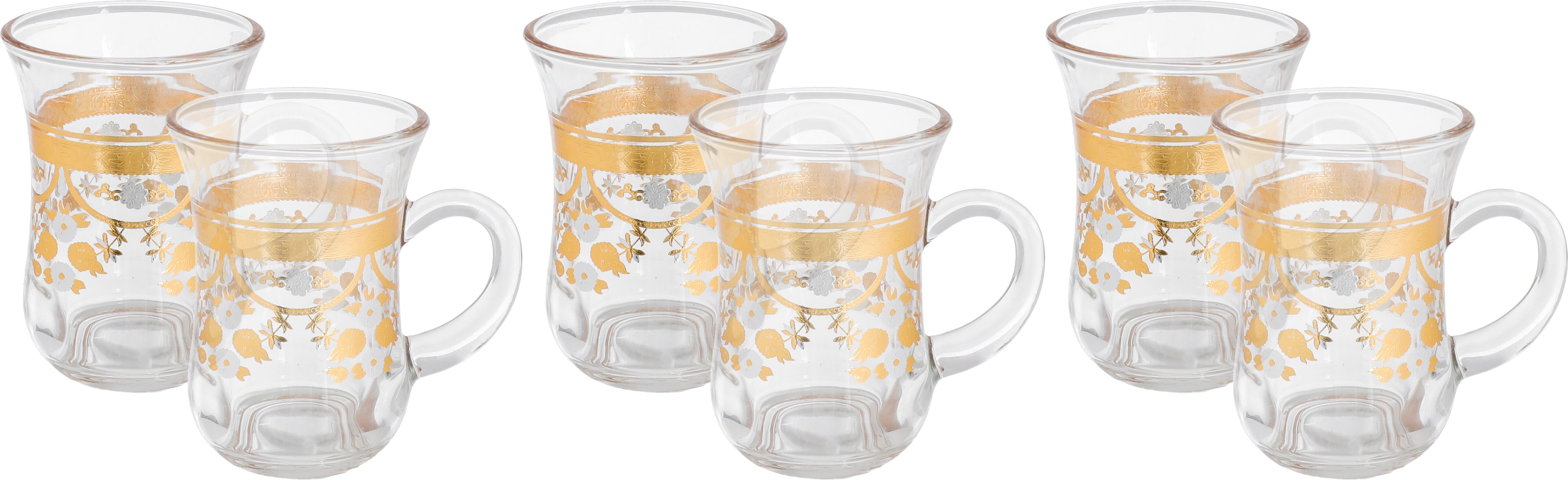 Max Glass Teapot Set, Gold and Silver Embossed, 6 Pieces - Clear product image 1