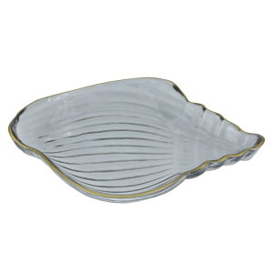 صحن تقديم زجاج السيف غاليري، شكل صدفة - رمادي product image