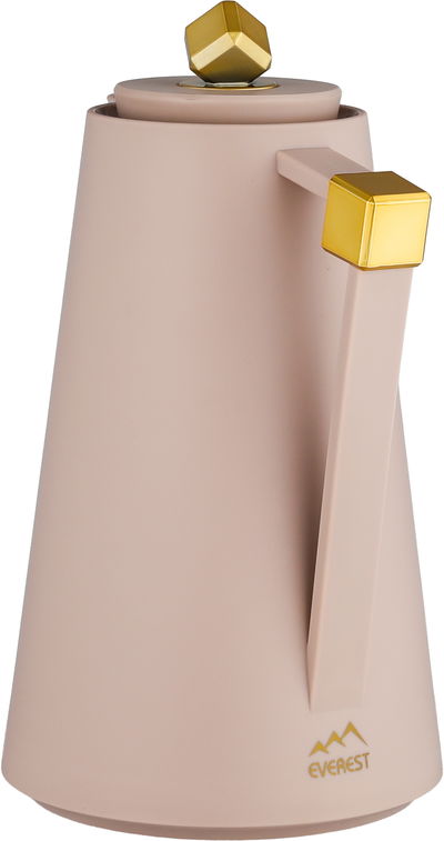 ترمس الماسة بلاستيك افريست، 1 لتر، حافظة داخلية زجاج، ضغاط - وردي ذهبي product image 2