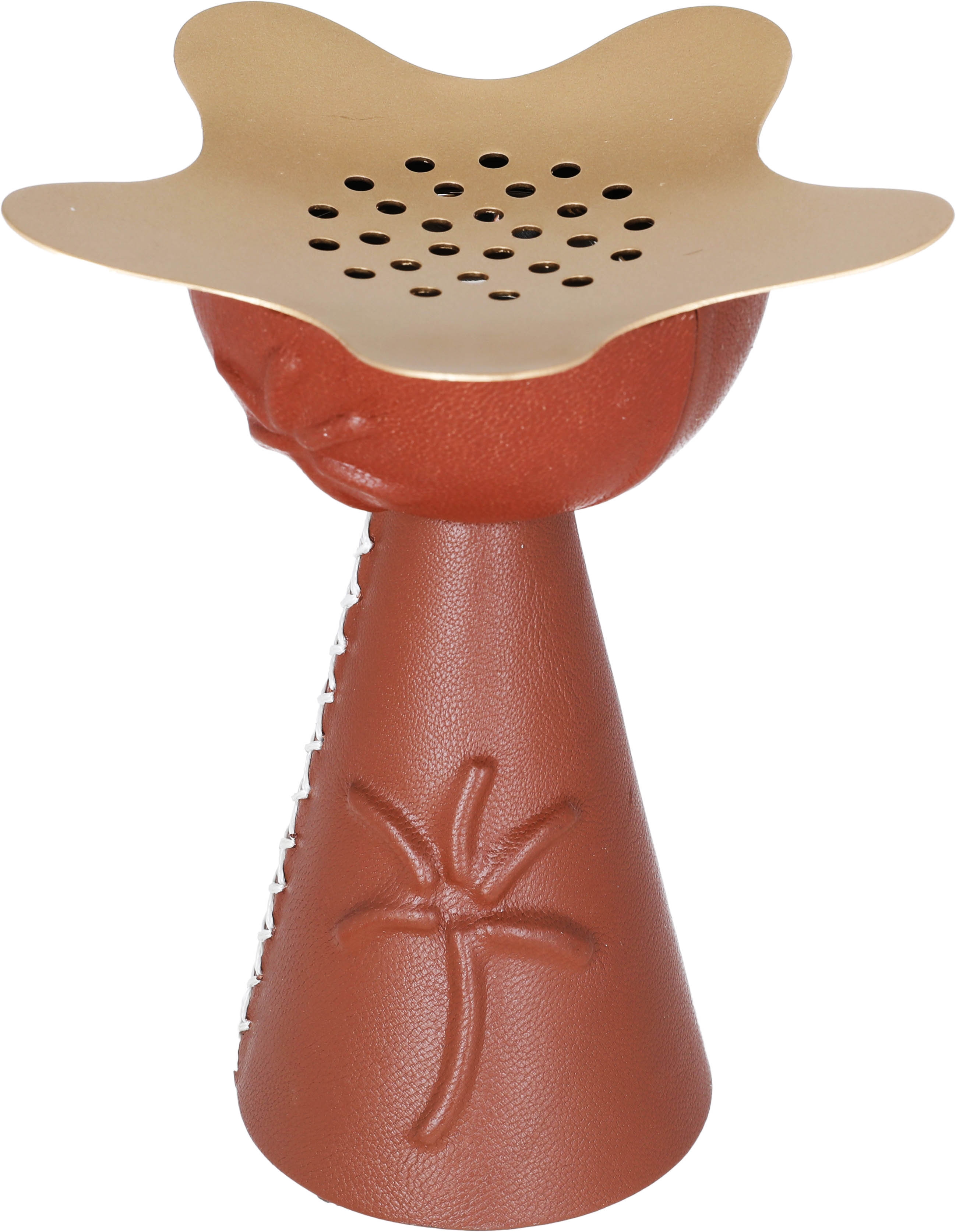 Al Saif Gallery steel incense burner, 17.5 x 13.5 x 13.5 cm, round, wooded pattern - brown product image 2
