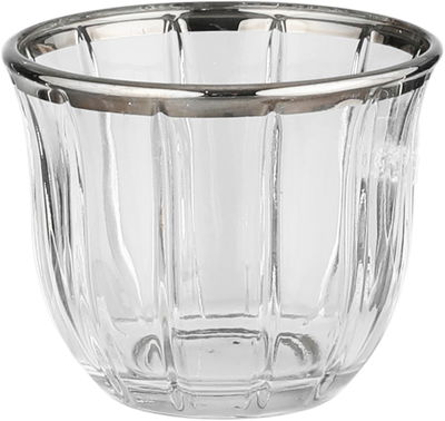 طقم فناجين قهوة مع تمرية زجاج رويال جلاس، 8 قطع، 13x13x11 سم - شفاف فضي product image 4