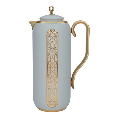 Al Saif Gallery Summer Thermos Set, 2 Pieces, 1/0.7 Liter - Light Gray Golden product image 5