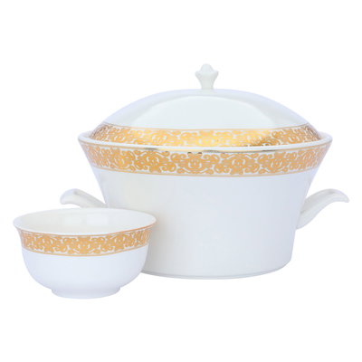 Al Saif Gallery porcelain soup set, 15 pieces, gold-white stand product image 3