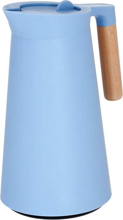 ترمس ليندا تايملس، 1 لتر، يد خشبي، حافظة داخلية زجاج حراري - سماوي فاتح product image 4