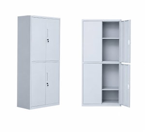 OW-010 Iron office cabinet, 185×85×40 cm, 2 top doors, 2 bottom doors, internal shelves, key lock - light gray product image 2