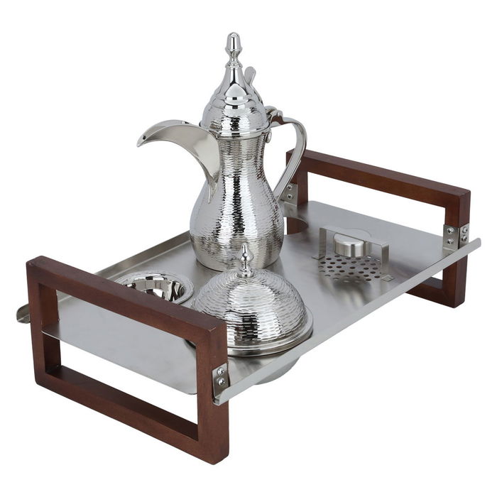 Al Saif Gallery steel serving set, wooden handle - silver product image 2