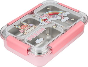 لانش بوكس بلاستيك السيف غاليري، 24x17x7 سم، خامة داخلية استيل، غطاء شفاف، ثلاث خانات - متعدد الألوان product image