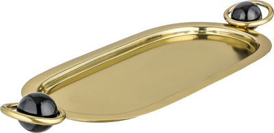 طقم مبخرة ستانلس استيل السيف غاليري، 27x14x1.8 سم، طوفرية بيضاوي، علبة بخور - ذهبي أسود product image 3