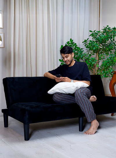 كنبة سرير خشب كندي باك كومفورت، 55×170×72 سم، قماش الجاكار - أسود product image 8