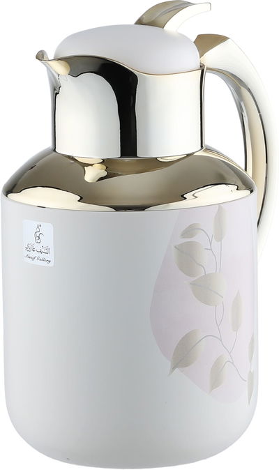 Al Saif Gallery florya thermos set, 1/0.5 liter, two pieces, thermal glass inner container, steel outer shell - beige product image 3