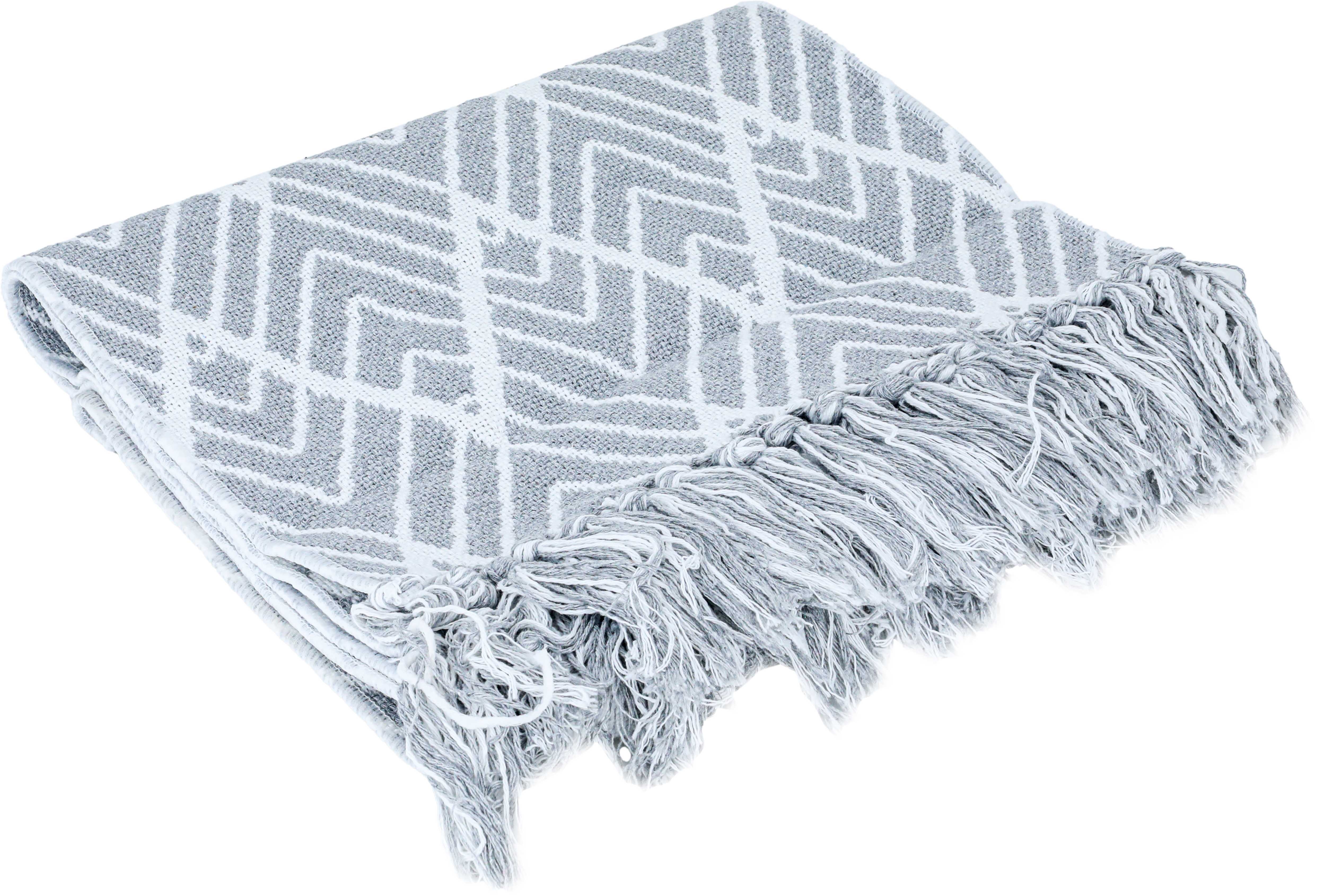 Woven Cotton Fabric Decorative Tablecloth, 32x180 cm - Gray White product image
