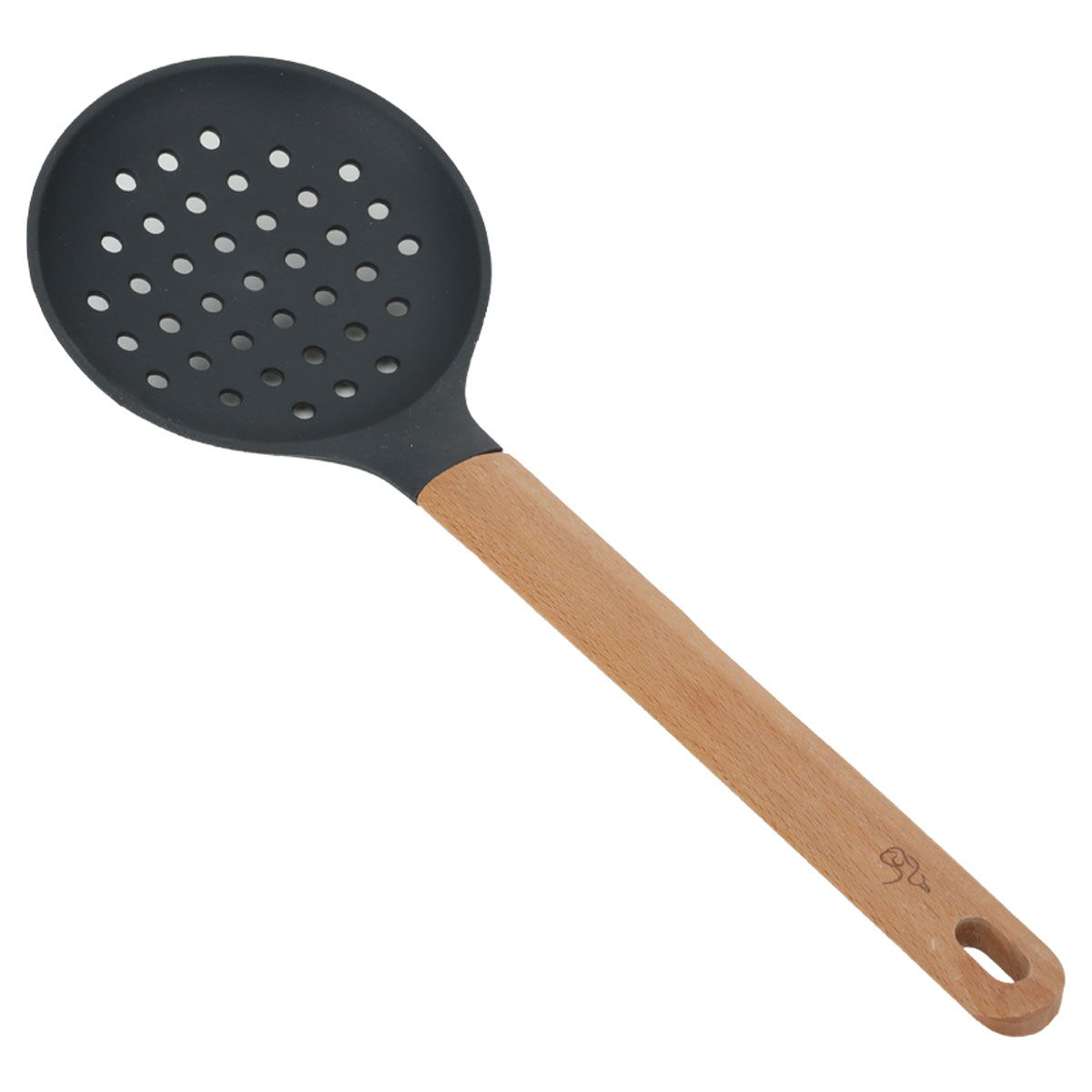 Al Saif Gallery Silicone Scoop Spoon, Perforated, Wooden Handle - Black product image
