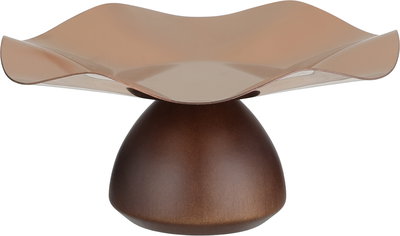 Al Saif Gallery Stadt Stainless Steel Wood Serving Stand, Wooden Base, 17X17X8 Cm - Brass product image 3