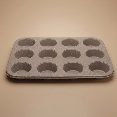 قالب كب كيك جرانيت بيك شيف، 8×2 انش، 12عين - بني فاتح product image 1
