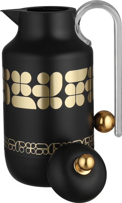 Al Saif Gallery Kkozami Thermos, 1 Liter, Glass Interior, Transparent Handle, Push-Button Lid - Black And Gold product image 5