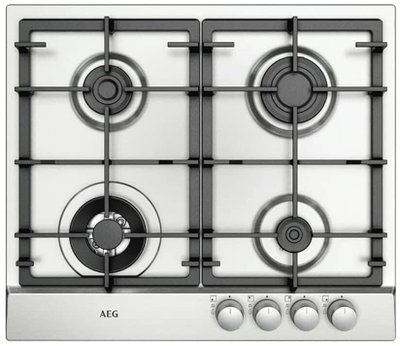موقد سطح طاولة مدمج غاز ستانلس ستيل ايه اي جي، 60 سم، 4 شعلات، HGB65231SM - فضي product image 1