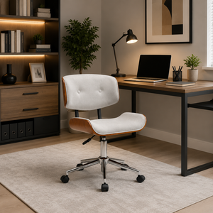 كرسي مكتب دوار معدن وخشب، 88×50×40 سم - رمادي فاتح product image