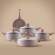 طقم قدور جرانيت بغطاء زجاج روكي، 9 قطع - وردي product image 1