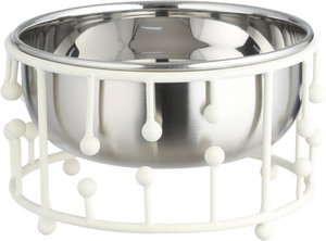 وعاء تقديم ستانلس استيل السيف غاليري، 16x16x9.5 سم، دائري، قاعدة أبيض - فضي product image