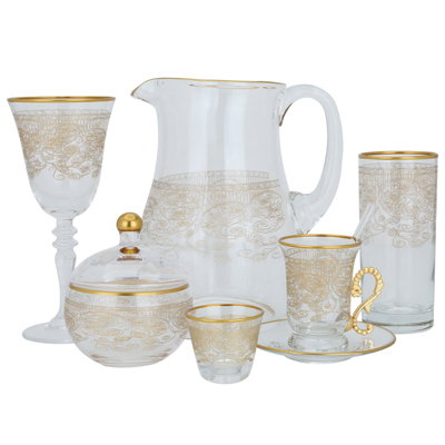 طقم فناجين قهوة وبيالات شاي زجاج السيف غاليري، 75 قطعة - شفاف ذهبي product image 2
