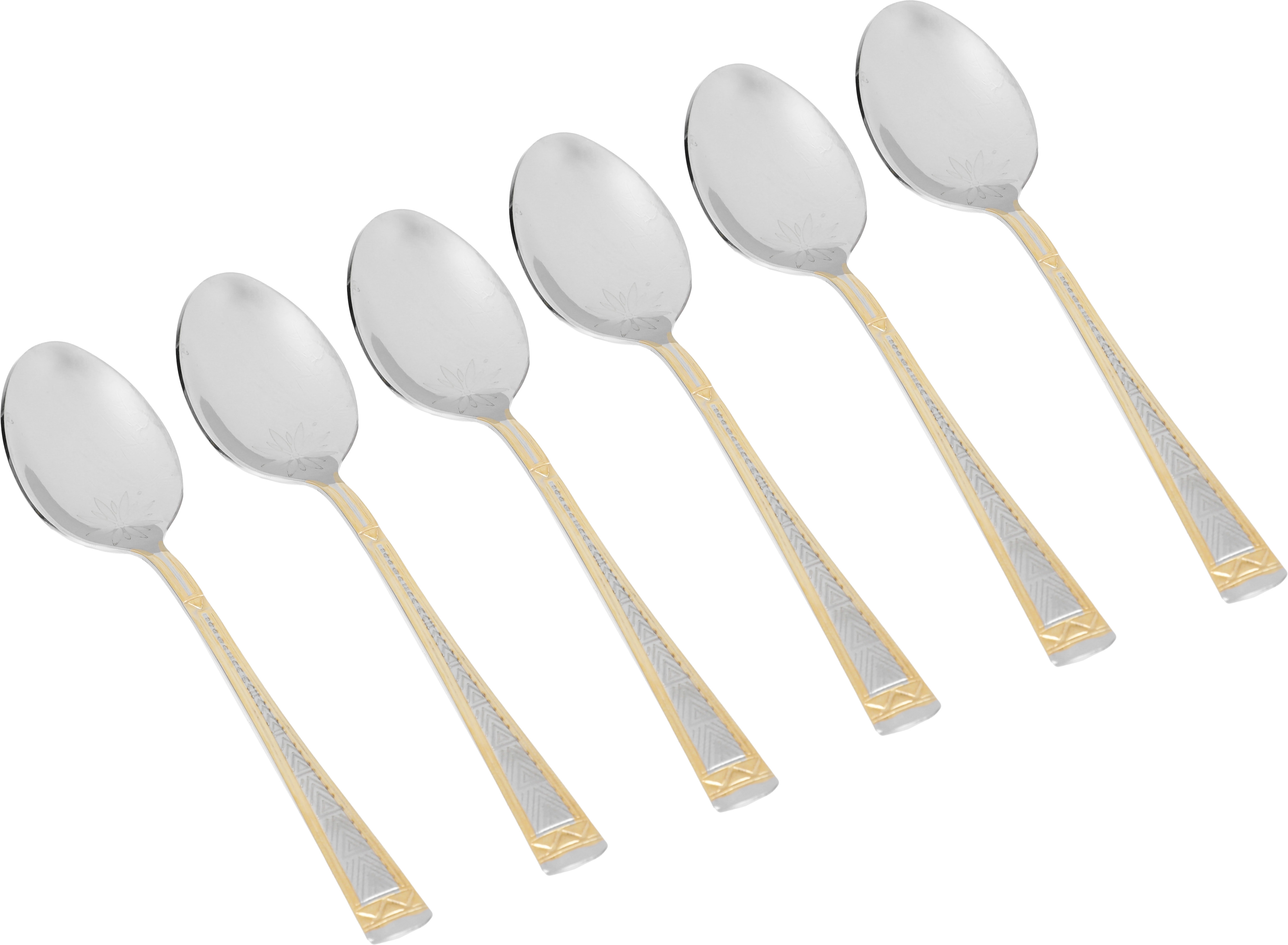 Al Saif Gallery steel sweet spoon set, 6 pieces, triangle pattern - silver product image