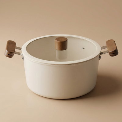 Tornado Ceramic Pot, 24 cm, Wooden Handle - Beige product image 1
