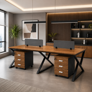 مكتب مزدوج خشب MDF، 75×120×240 سم - بني product image