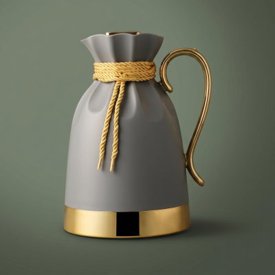 ترمس بلقيس إفرست، 1 لتر، حافظة داخلية زجاج حراري، ضغاط - رمادي غامق product image 1