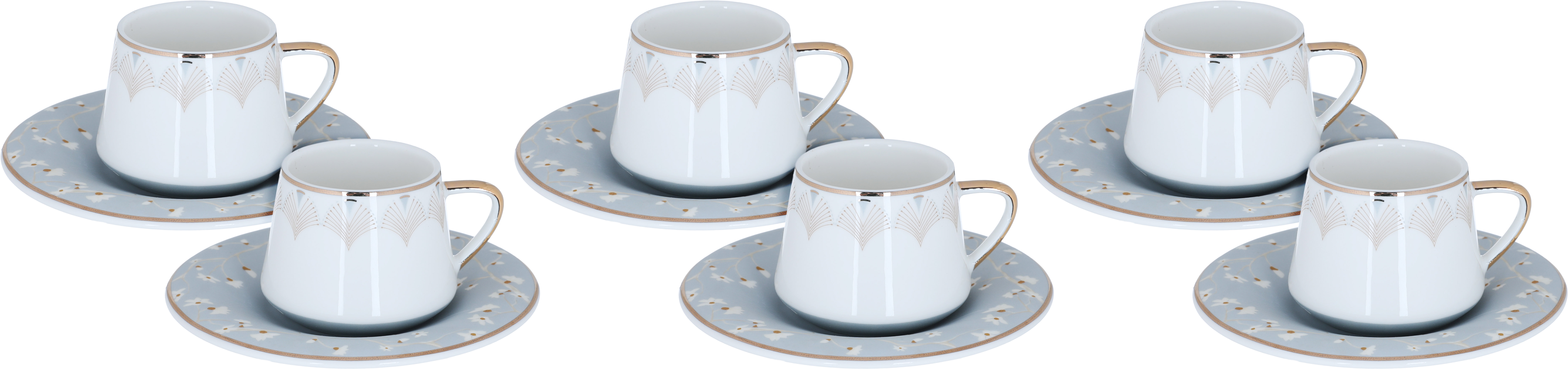 Al Saif Gallery Tarhal Porcelain Coffee Cups And Saucers Set, 12 Pieces - Multicolor product image