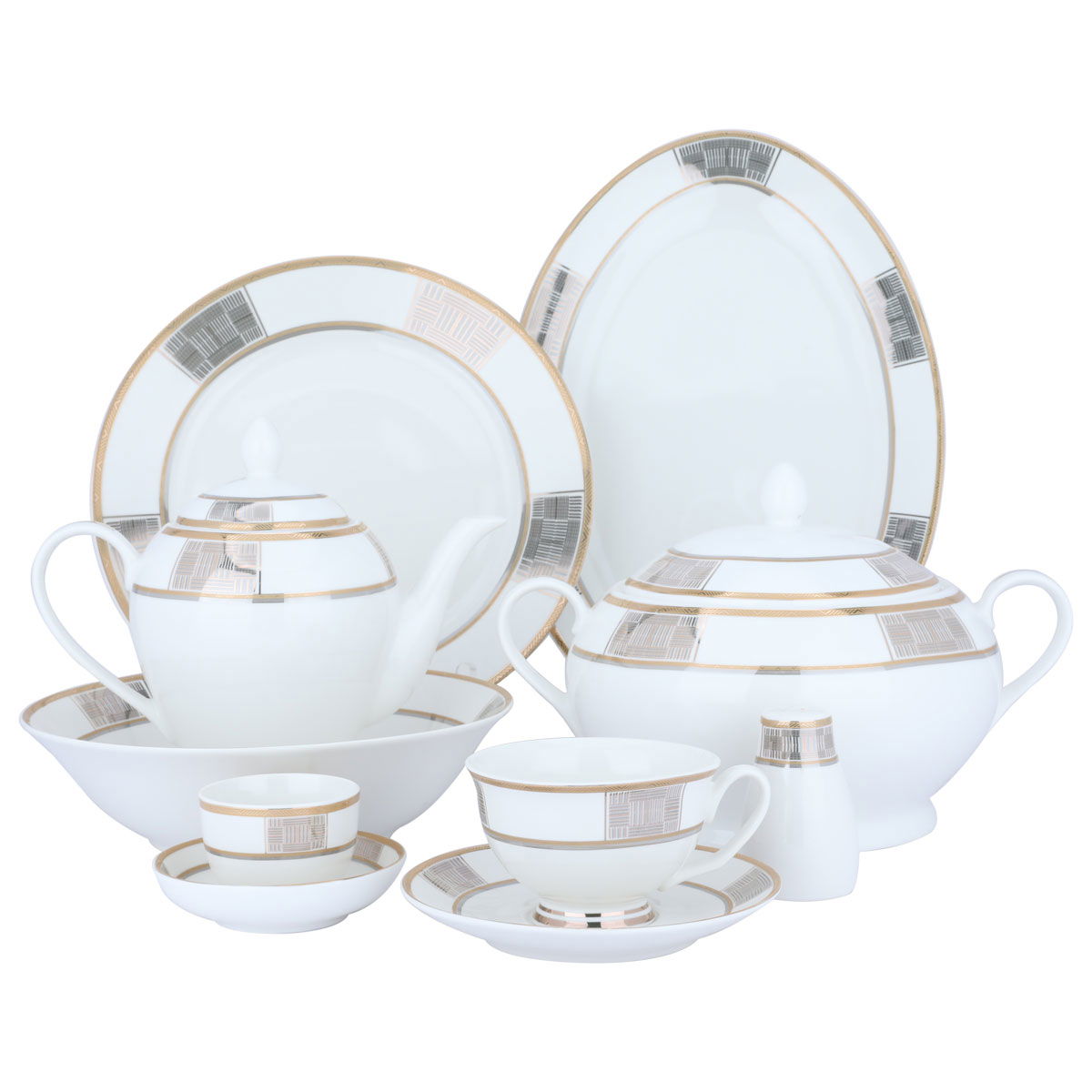طقم سفرة بورسلان السيف غاليري، 65 قطعة، دائري - أبيض product image