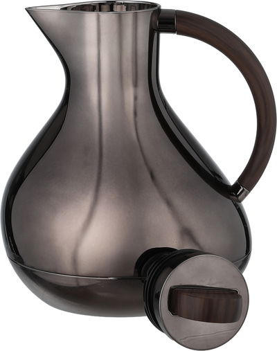 Al Saif Gallery Layal Thermos Set, 0.6/0.9 Liter, 2 Pieces, Glass Interior, Plastic Exterior, Wooden Handle, Push Button - Black Wood product image 9