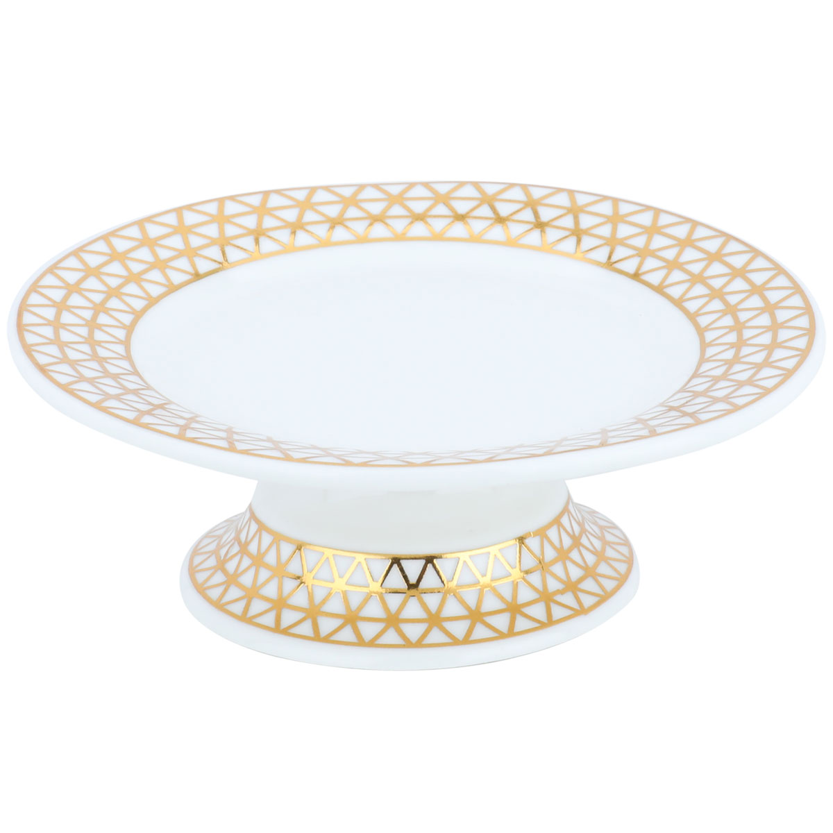 Al Saif Gallery porcelain serving stand, circular - golden white product image