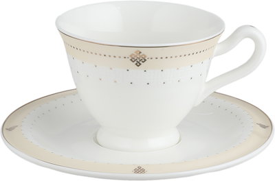 طقم تقديم سفرة بورسلان السيف غاليري، 65 قطعة، نقش ذهبي - أبيض بيج product image 2