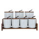 طقم علب بهارات رخام السيف غاليري، 7 قطع، غطاء، ستاند خشبي - أبيض product image 2