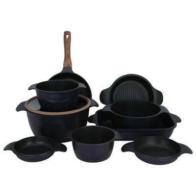 طقم قدور جرانيت نيوكلاين، 10 قطع، غطاء زجاج - ازرق غامق product image 1