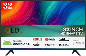 Sreen Sret-32S1 32-Inch Frameless Qled Smart Tv, 4K Uhd, Led Screen, Android 14 - Black product image