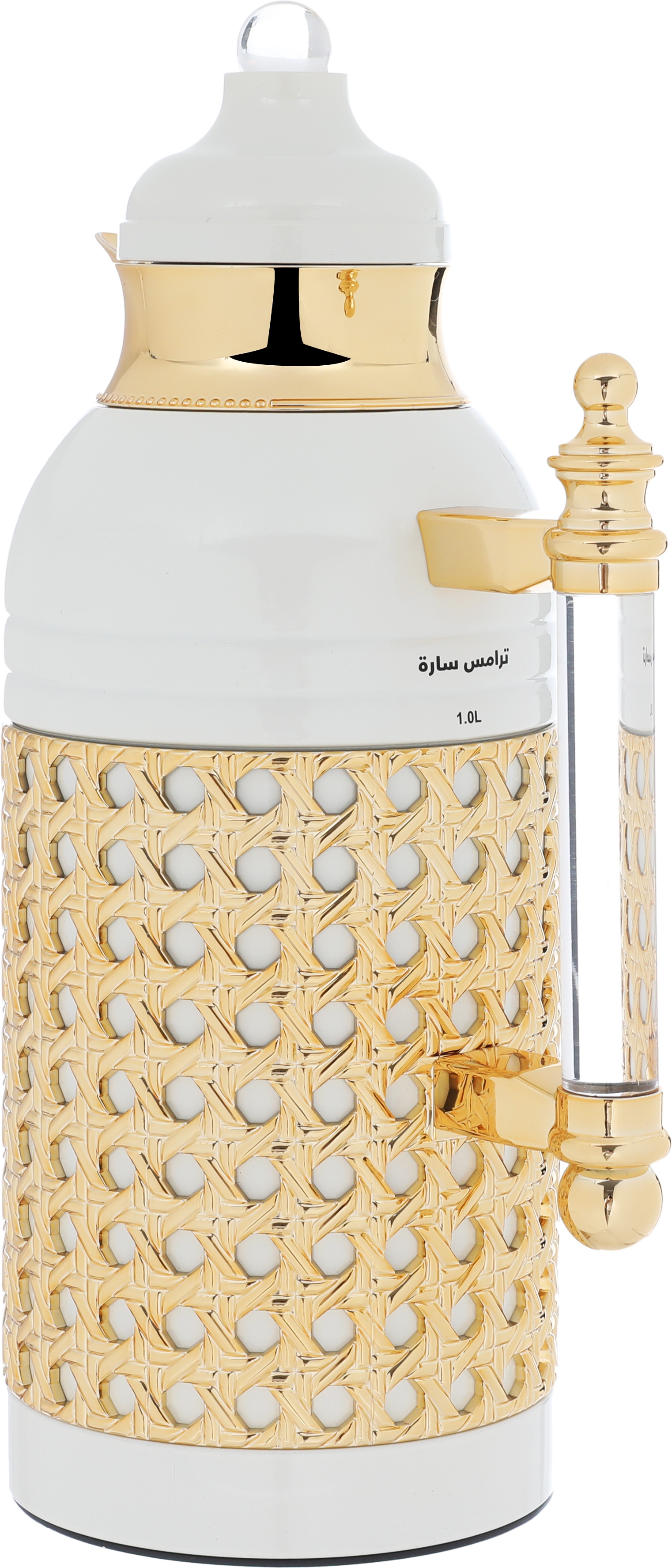 طقم ترامس سارة السيف غاليري، 1/1 لتر، يد شفاف، حافظة داخلية زجاج حراري، هيكل خارجي استيل - لؤلؤي بذهبي product image 3