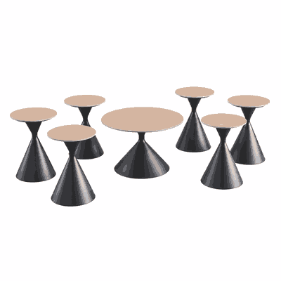 طقم طاولات سيراميك و معدن، 7 قطع - بنى product image 3