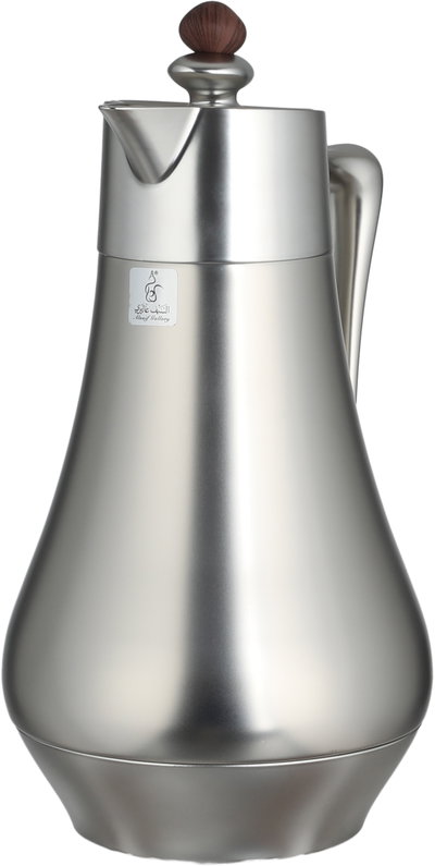 Al Saif Gallery Al Dana 2 Thermos Set, , 1/1 Liter, 2 Pieces, Glass Inner Container, Stainless Steel Outer Body, Push Button - Matte Wood Finish Silver product image 9