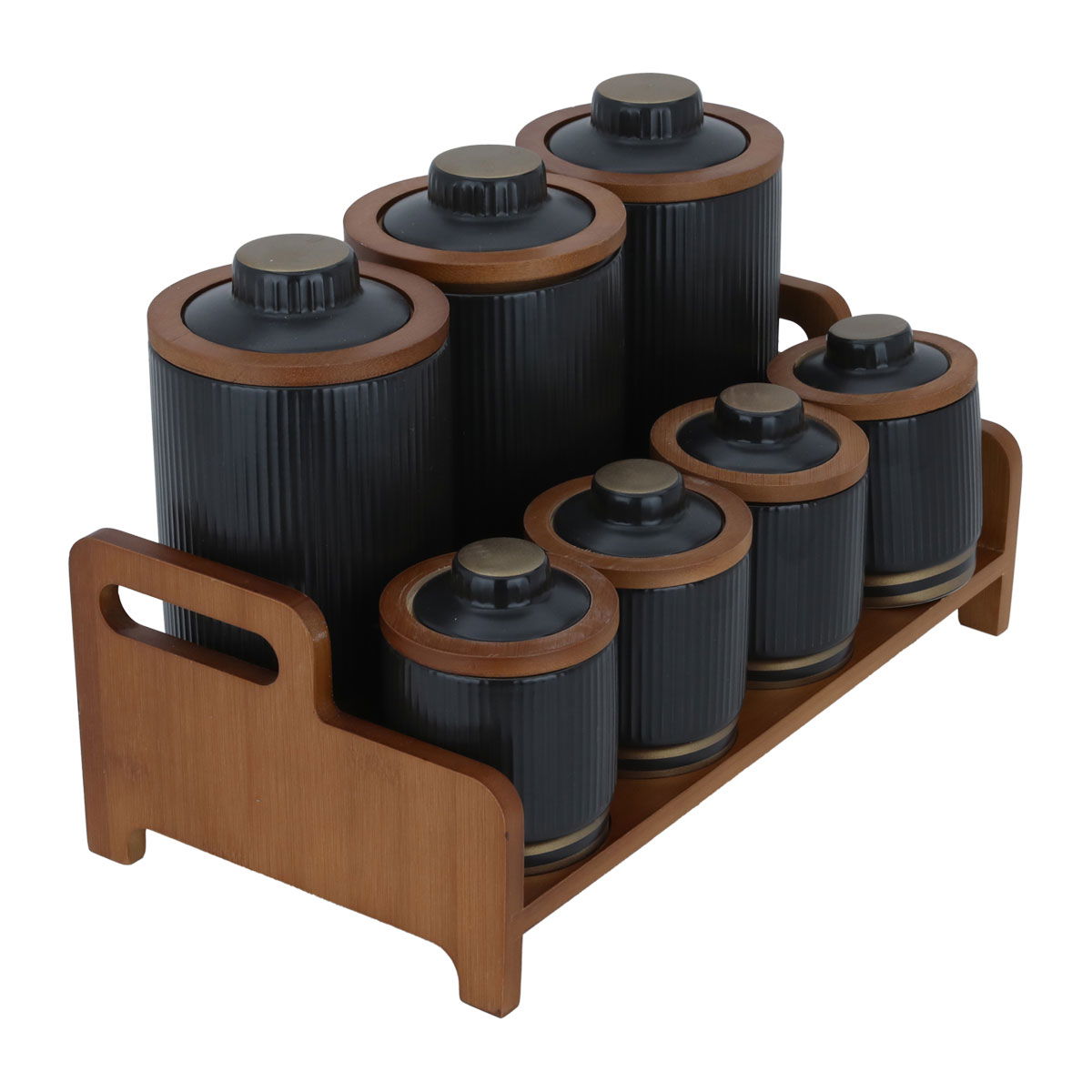 Al Saif Gallery porcelain box set, 8 pieces, wooden stand - black product image 2