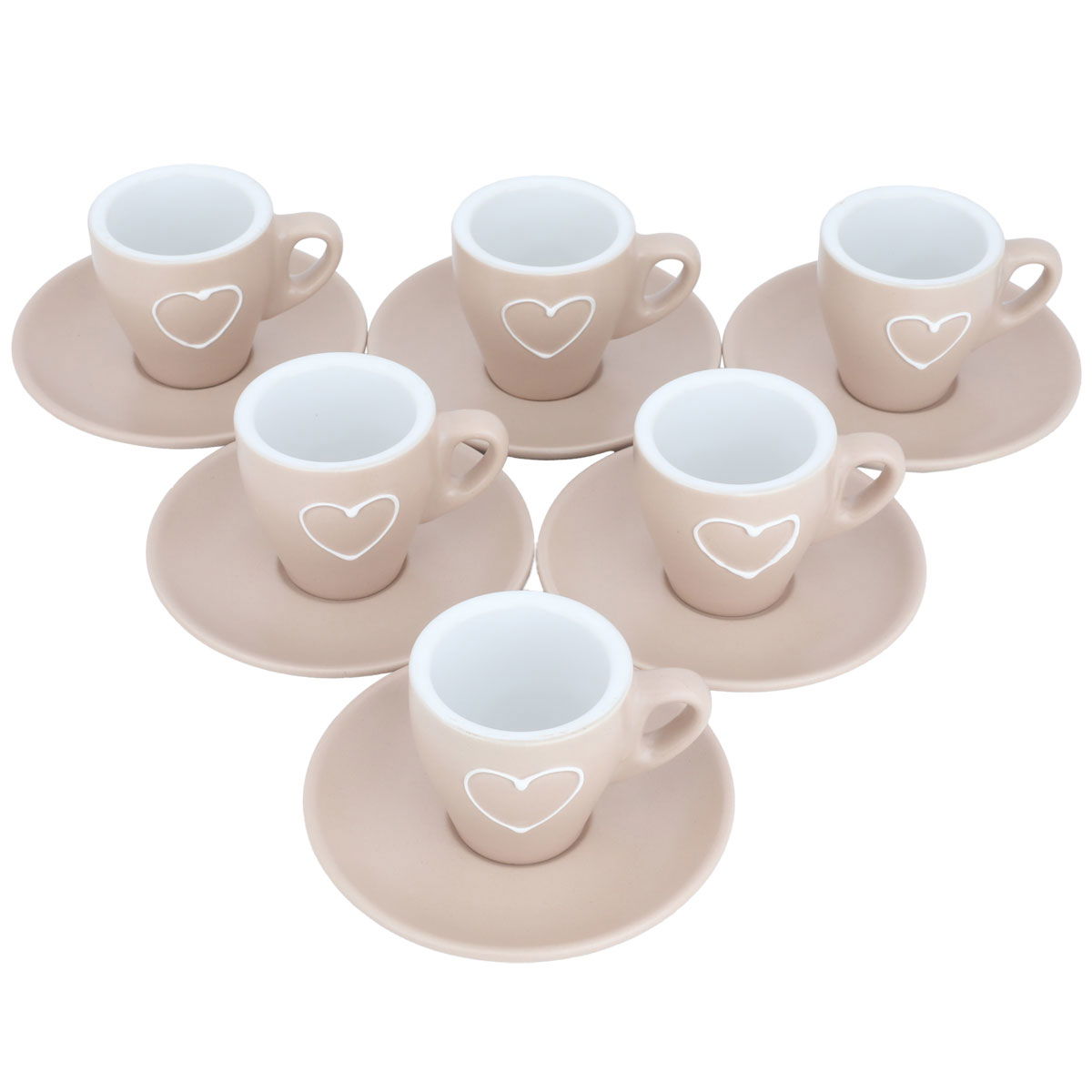 Al Saif Gallery porcelain Turkish coffee cup set, heart pattern, 12 pieces - brown product image 2