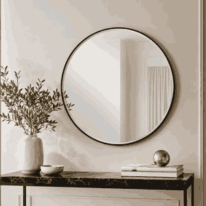 مراية دائرية زجاج، 70×70 سم، اطار معدن - اسود product image