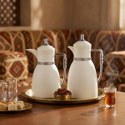 طقم ترامس بيان السيف غاليري، 0.7 / 1 لتر، 2 قطعة، حافظة داخلية زجاج حراري، يد فضي - أبيض مطفي product image 2