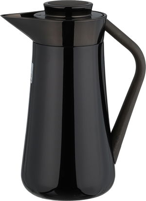 ترمس الهدا ستانلس استيل السيف غاليري، 1 لتر، يد خشبي، ضغاط - أسود لامع product image