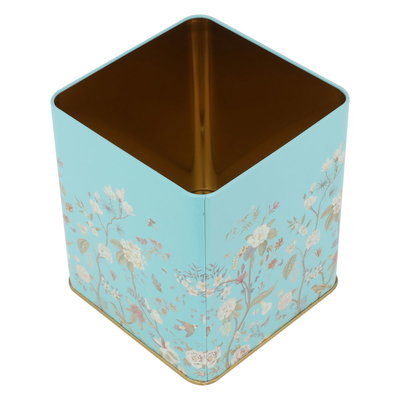 Al Saif Gallery Steel Storage Box, 120 x 120 x 137 mm, Floral Pattern - Light Blue product image 3