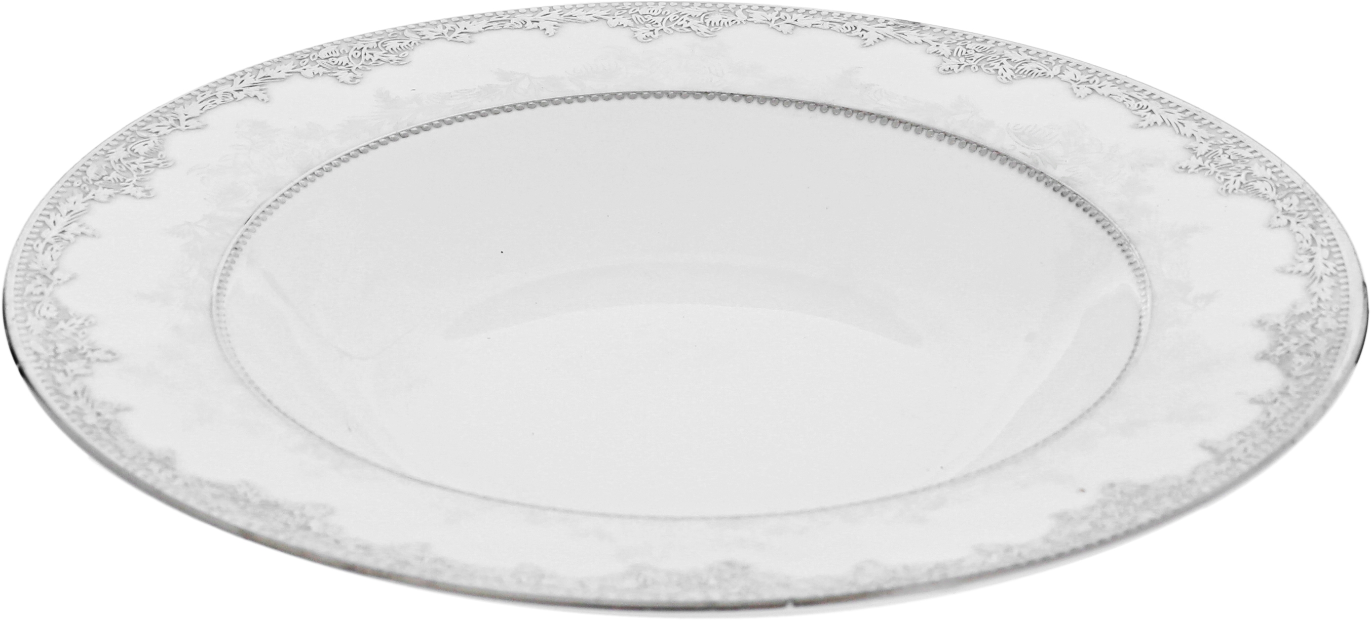 طقم سفرة بورسلان ريدج، 110 قطعة - ابيض فضي product image 7