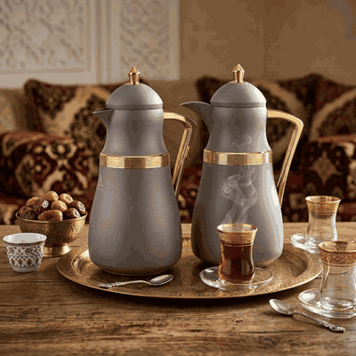 طقم ترامس نجد السيف غاليري، 1/1 لتر، حافظة داخلية زجاج حراري - كابتشينو ذهبي product image 11