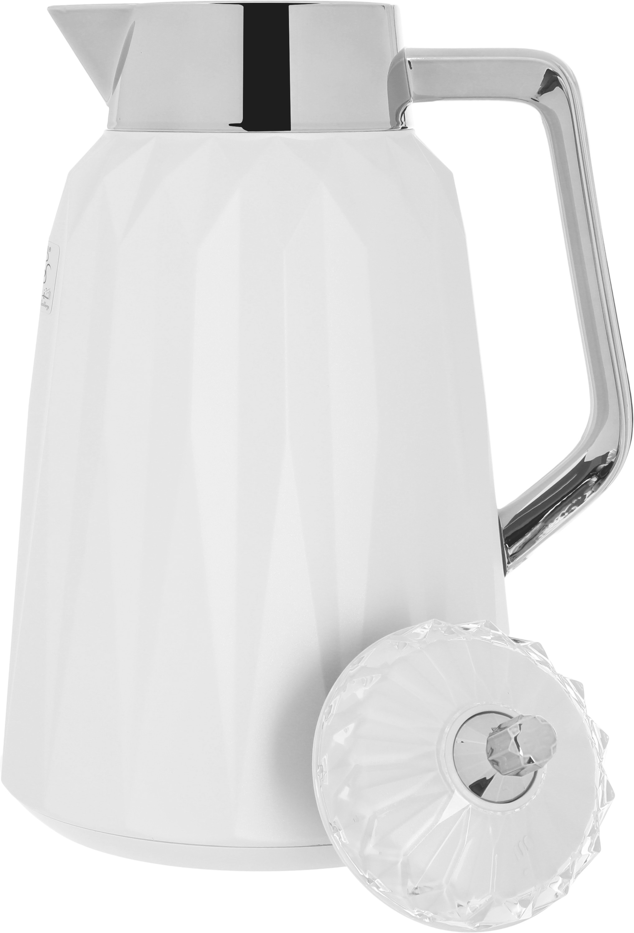 Lamia thermos set with Tofreya Al Saif Gallery , glass inner container, plastic outer shell - white product image 4